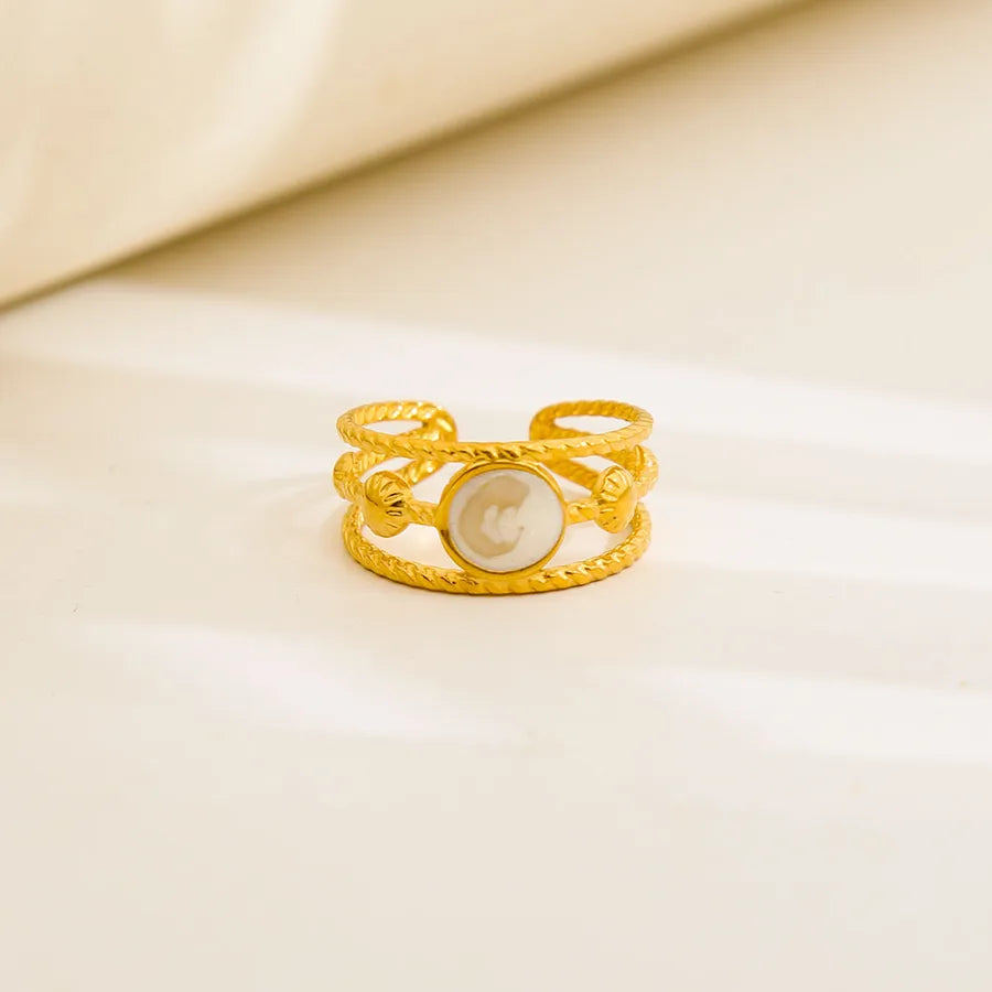 Unisex Gold-Plated Enamel Open Ring 79