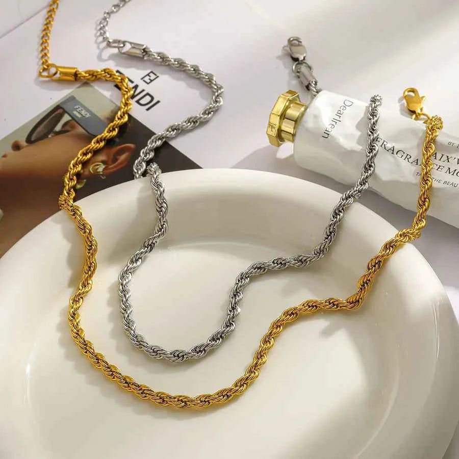 18K Gold Plated Stainless Steel Twist Necklace