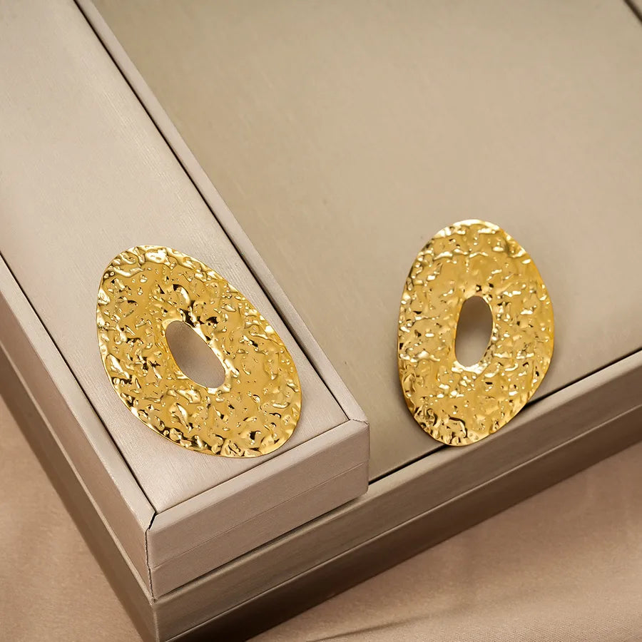 Irregular 18K Gold Plated Stainless Steel Earrings E1368-A (Gold Stud Earrings Pairs)