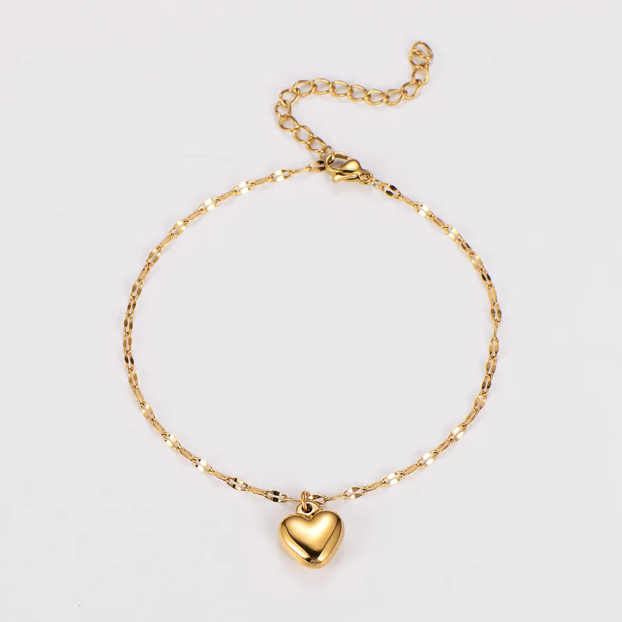 18K Gold Heart Vintage Stainless Steel Bracelet Gold