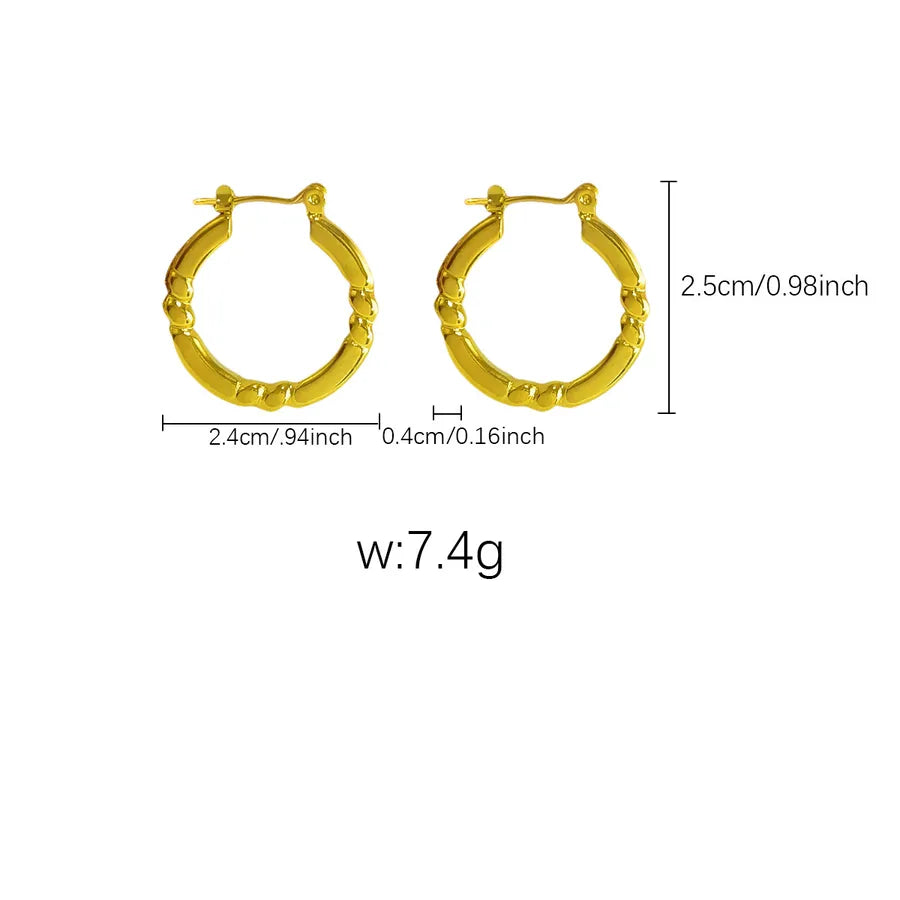 Elegant Gold Titanium Steel Hoop Earrings Gold Earrings 112