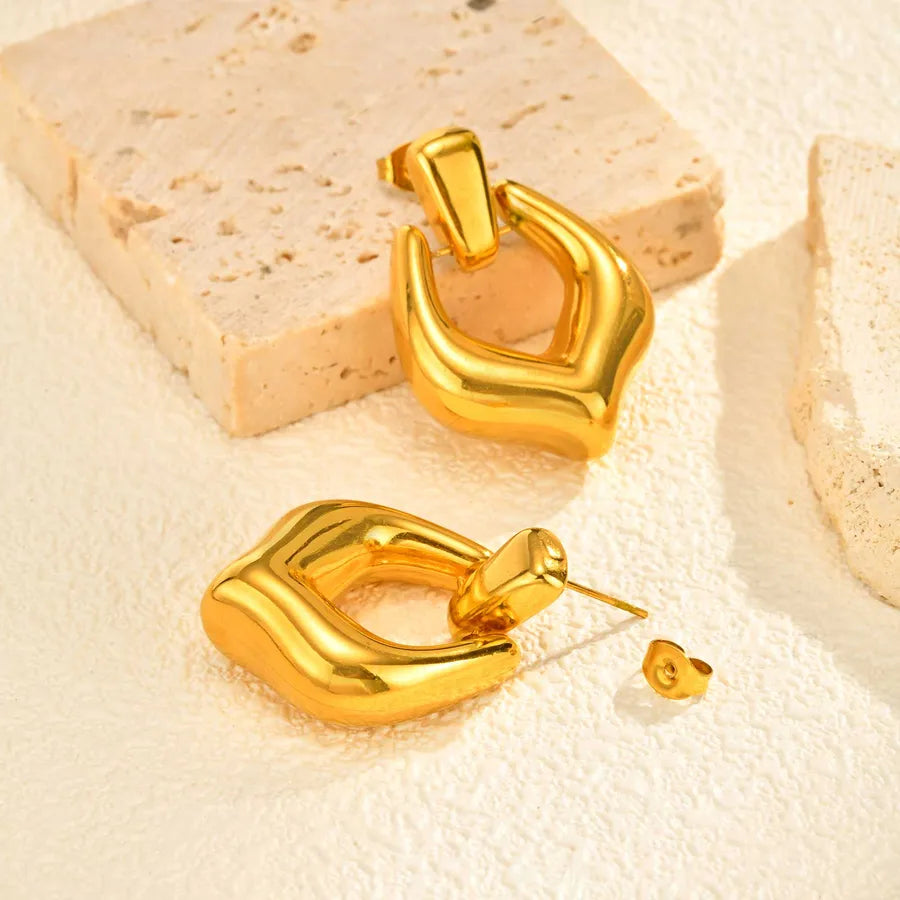 18K Gold Plated Geometric Stainless Steel Earrings