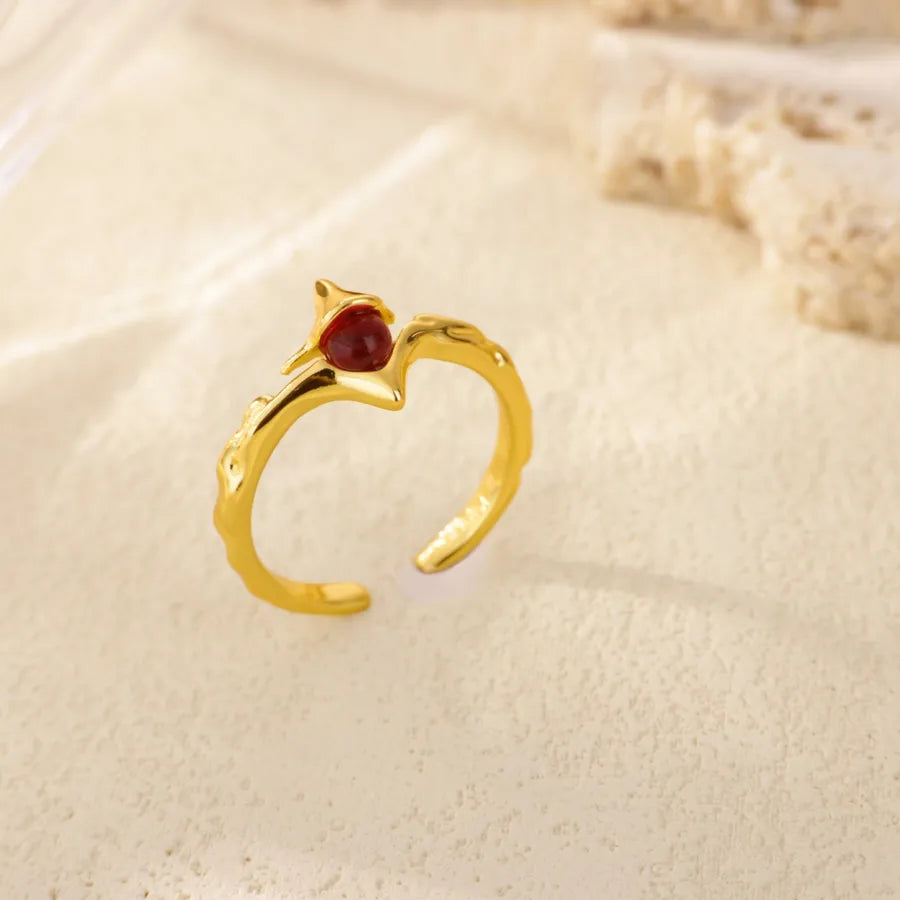 Gold Plated Geometric Zircon Open Ring