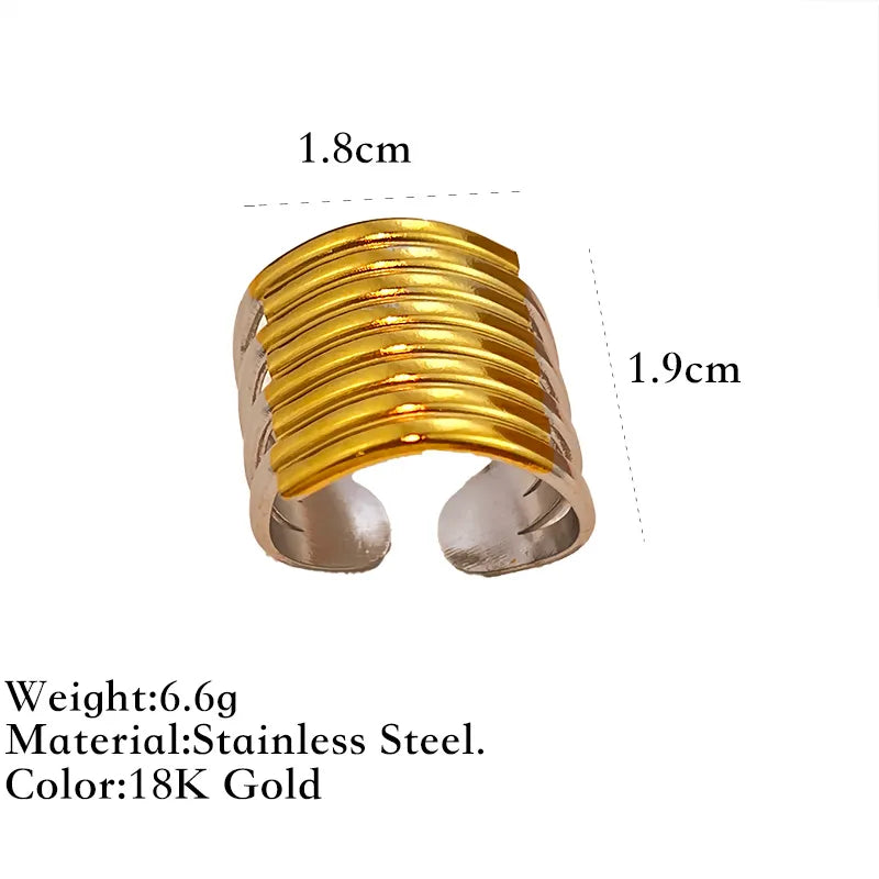 Gold & Silver Hollow Stainless Steel Ring