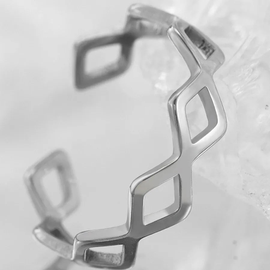 18K Gold Plated Stainless Steel Open Ring Average Size Steel Color 006#