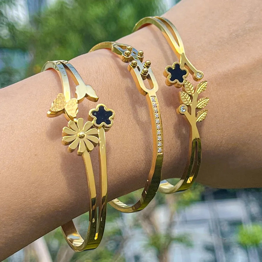18K Gold Plated Daisy Butterfly Bracelet