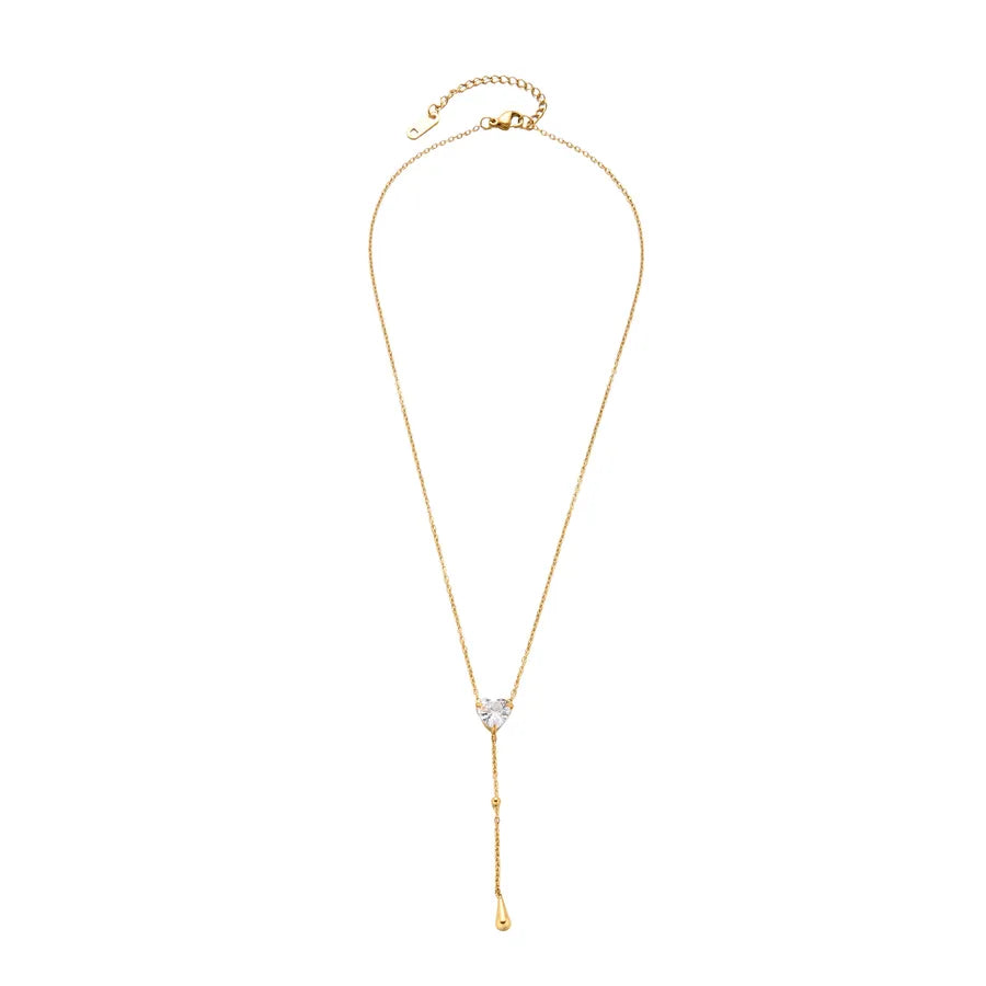 18K Gold Plated Heart Tassel Necklace