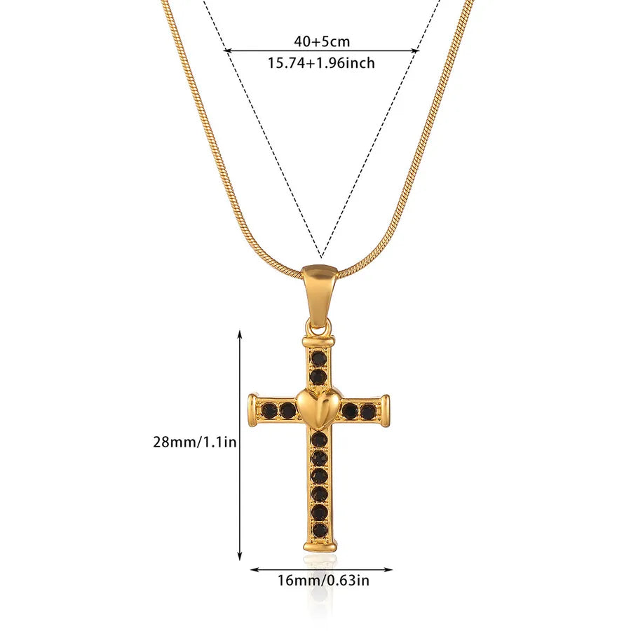 Gold Cross Pendant Necklace for Women 2 18k