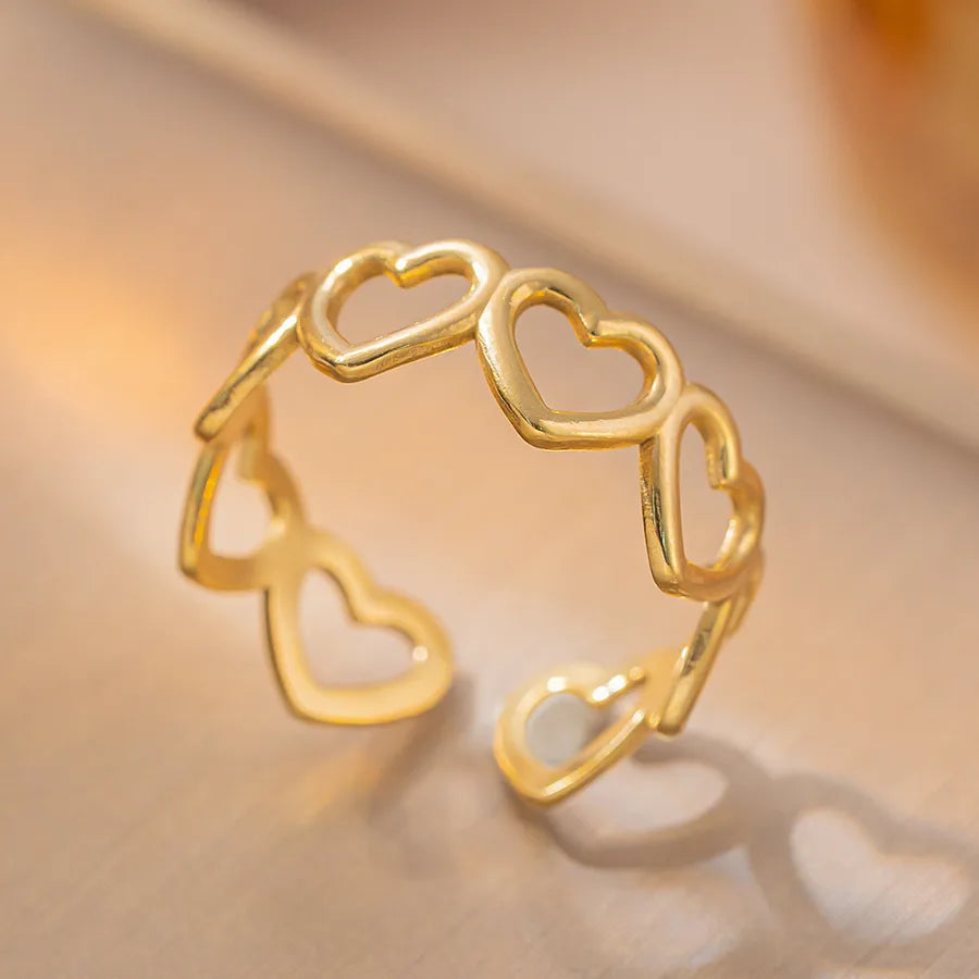 Geometric Titanium Steel Couple Ring K61 Gold Ring Adjustable