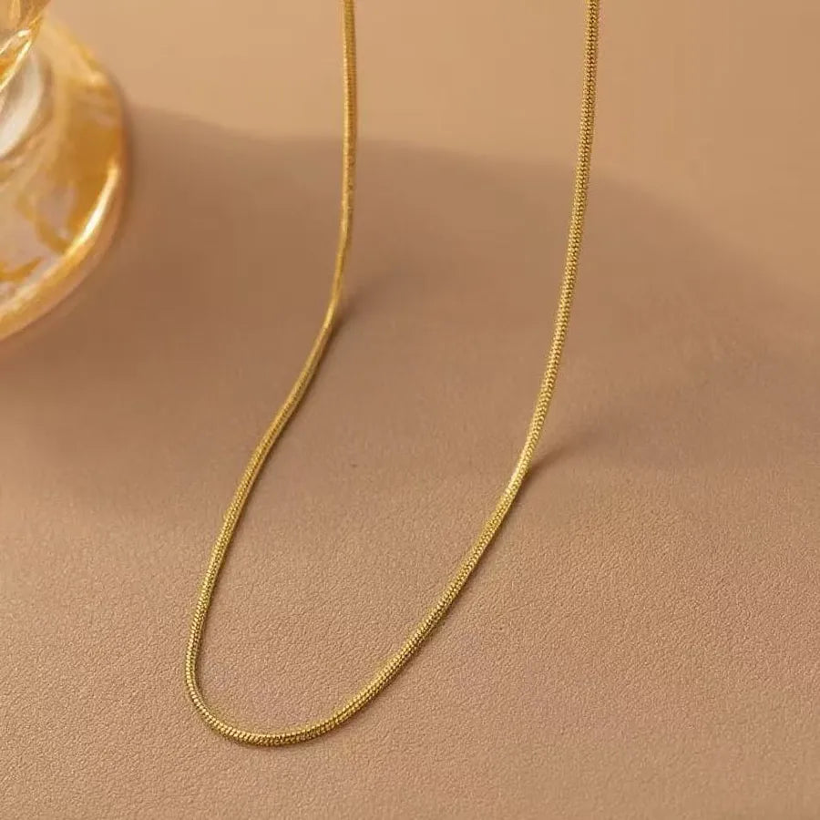 Women's Titanium Steel Box Chain Pendant Necklace 1.2 Round Snake Chain - Necklace - Gold