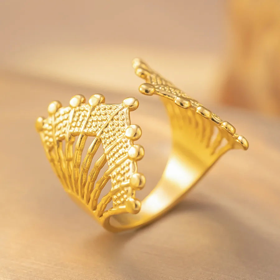 18K Gold Titanium Steel Geometric Open Ring K297 Gold Ring Adjustable