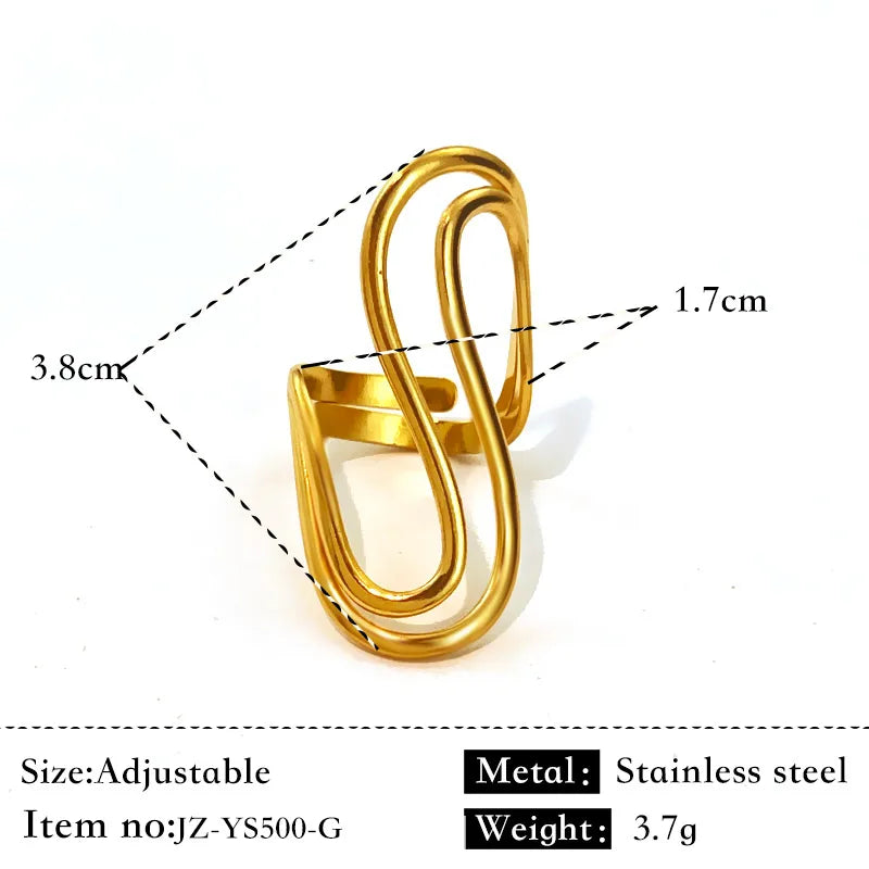 Unisex Gold & Silver Geometric Stainless Steel Ring