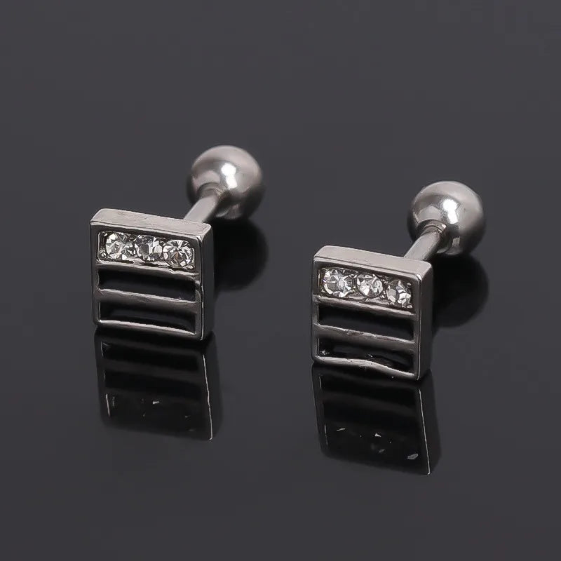 Vintage Square Zirconia Stud Earrings