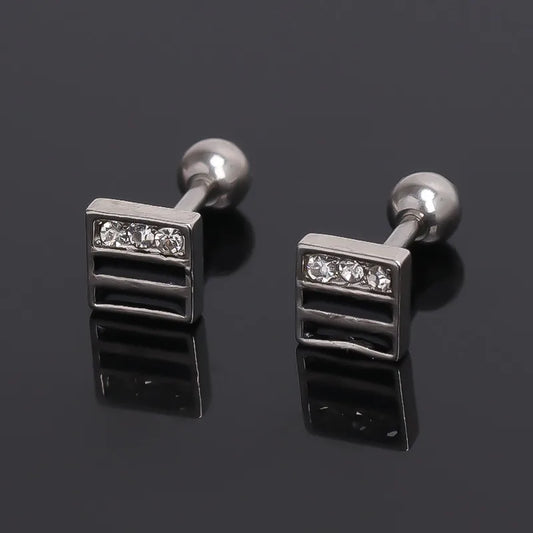 Vintage Square Zirconia Stud Earrings