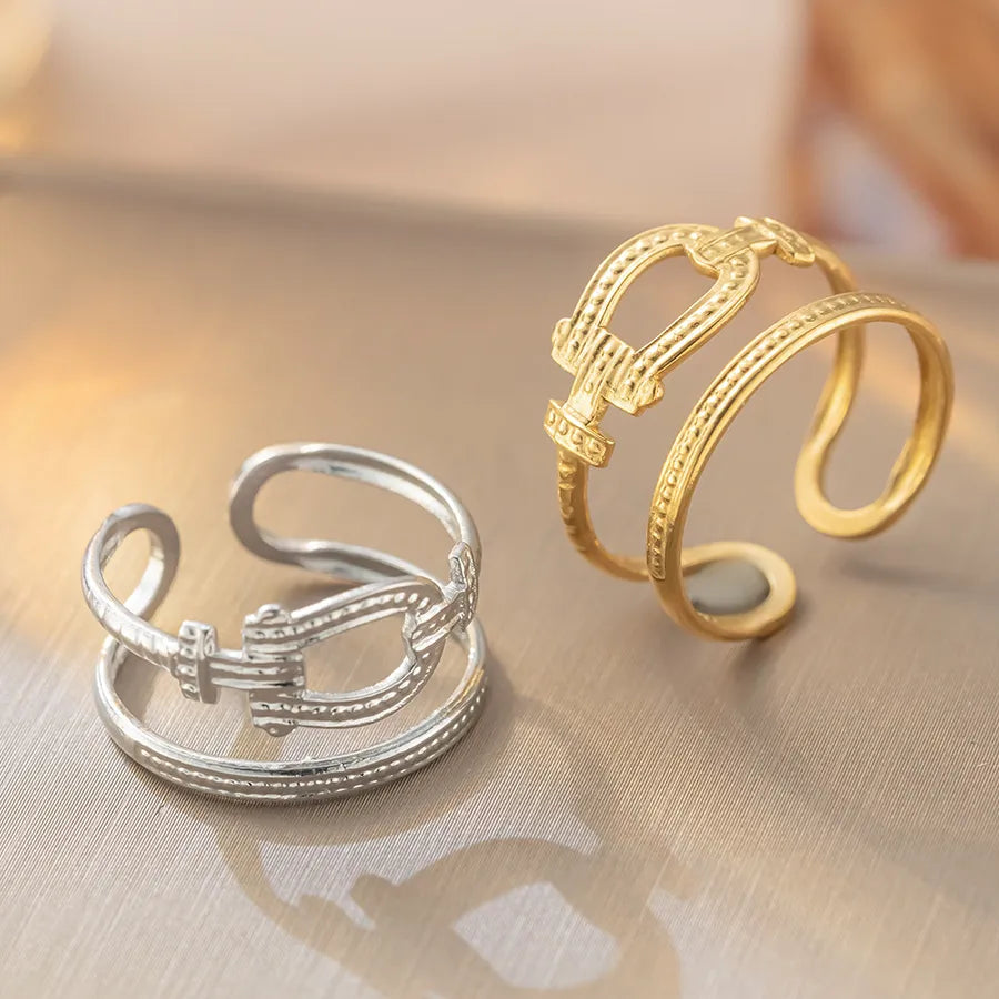 Titanium Steel Geometric Open Ring