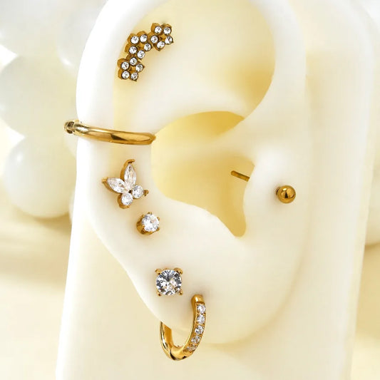 18K Gold Plated Geometric Flower Stud Earrings