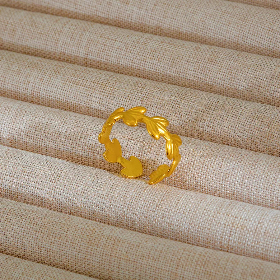 Adjustable 18K Gold Stainless Steel Ring 17