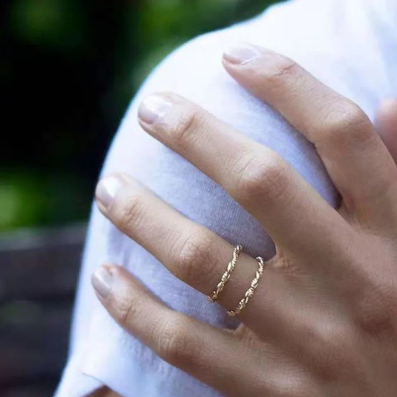 Double Layer Twisted Rope Titanium Ring