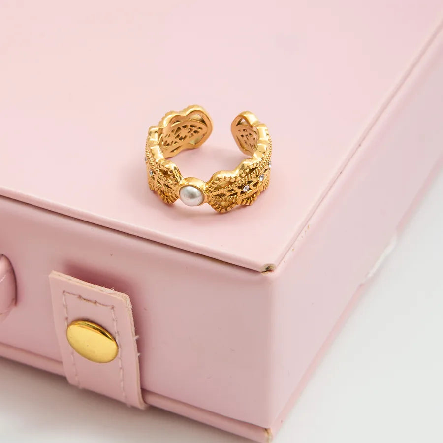 18K Gold PVD Lace Stainless Steel Ring