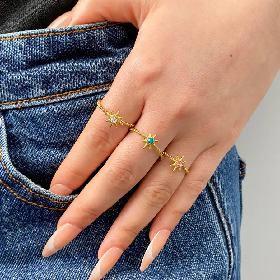 18K Gold Plated Titanium Steel Geometric Ring