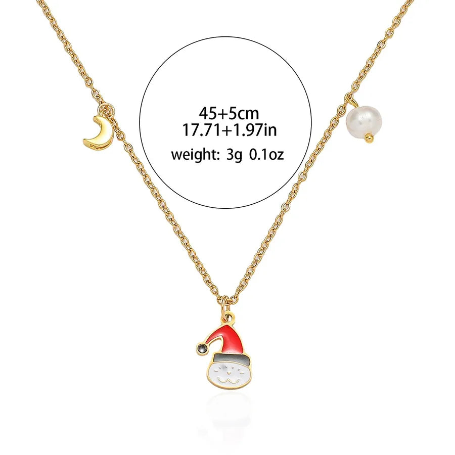 Elegant Freshwater Pearl Christmas Necklace T0210 Snowman Necklace