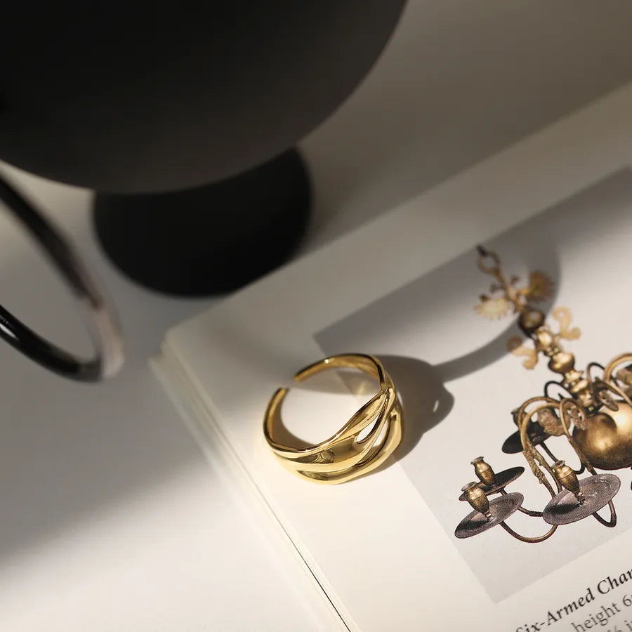 18K Gold Plated Hollow Stainless Steel Ring