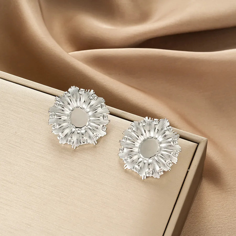 Irregular 18K Gold Plated Stainless Steel Earrings E1390-B (a Pair of Silver Ear Studs)