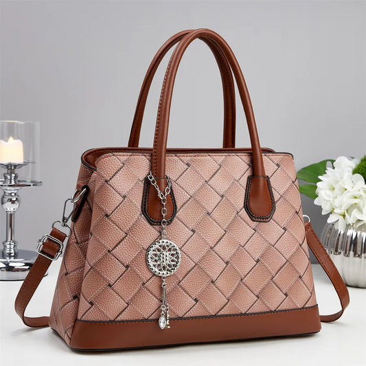 Women's Basket Weave Crossbody Tote Bag