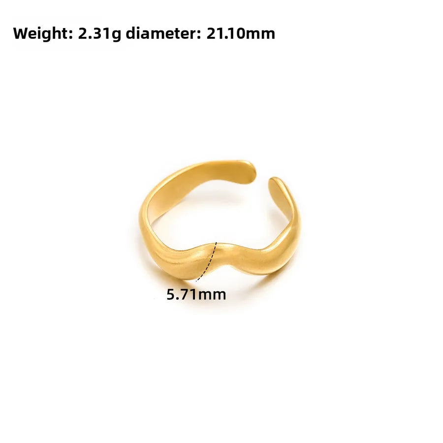 Gold Open Heart Stainless Steel Ring Adjustable Opening J292 Gold