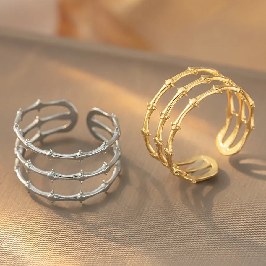 Geometric Titanium Steel Open Ring