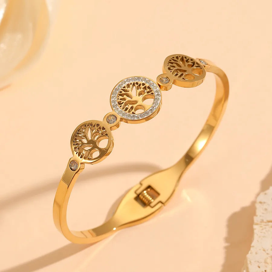 18K Gold Tree of Life Stainless Steel Bracelet