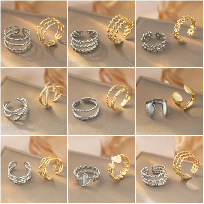 Geometric Titanium Steel Open Ring