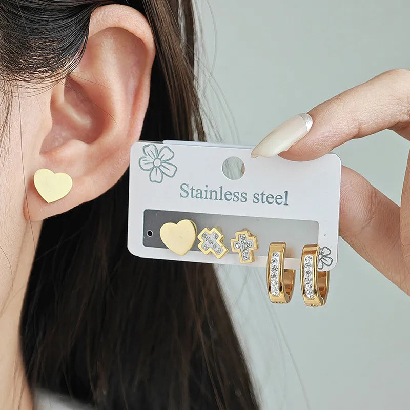 Elegant Cross Heart Hoop Earrings