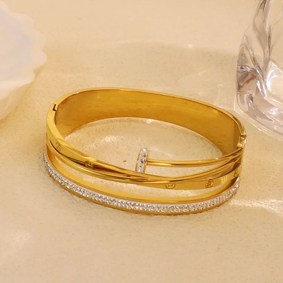 18K Gold Plated Star & Snake Stainless Steel Bracelet Average Size Gold Style 20