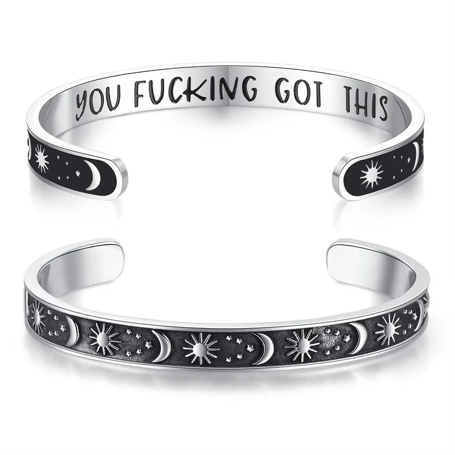 Retro Heart Stainless Steel Bangle 81- Sun & Moon - You Got This