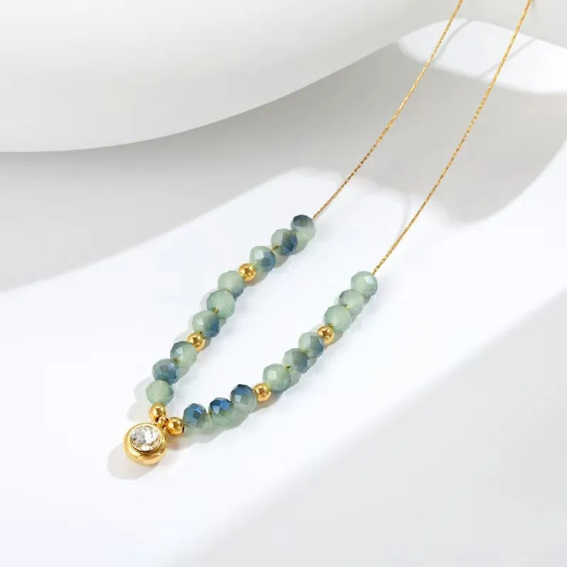 Gold Crystal Pendant Necklace for Women