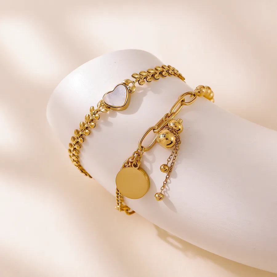 18K Gold Plated Heart Shell Wheat Bracelet