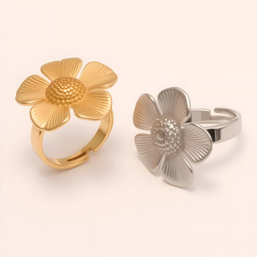 Stainless Steel Floral Ring for Women