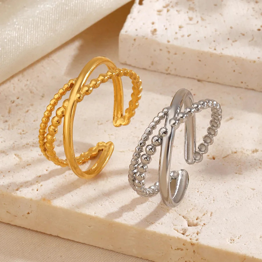 18K Gold Plated Geometric Open Ring for Women