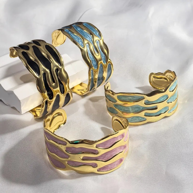 Gold Wave Stainless Steel Bangle