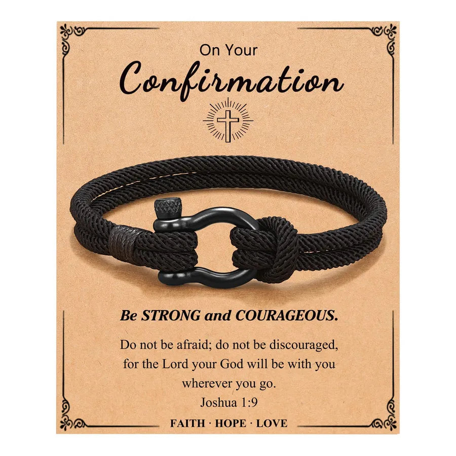 Black Milan Rope Bracelet with Horse Hoof Clasp Black+congilmatino Card
