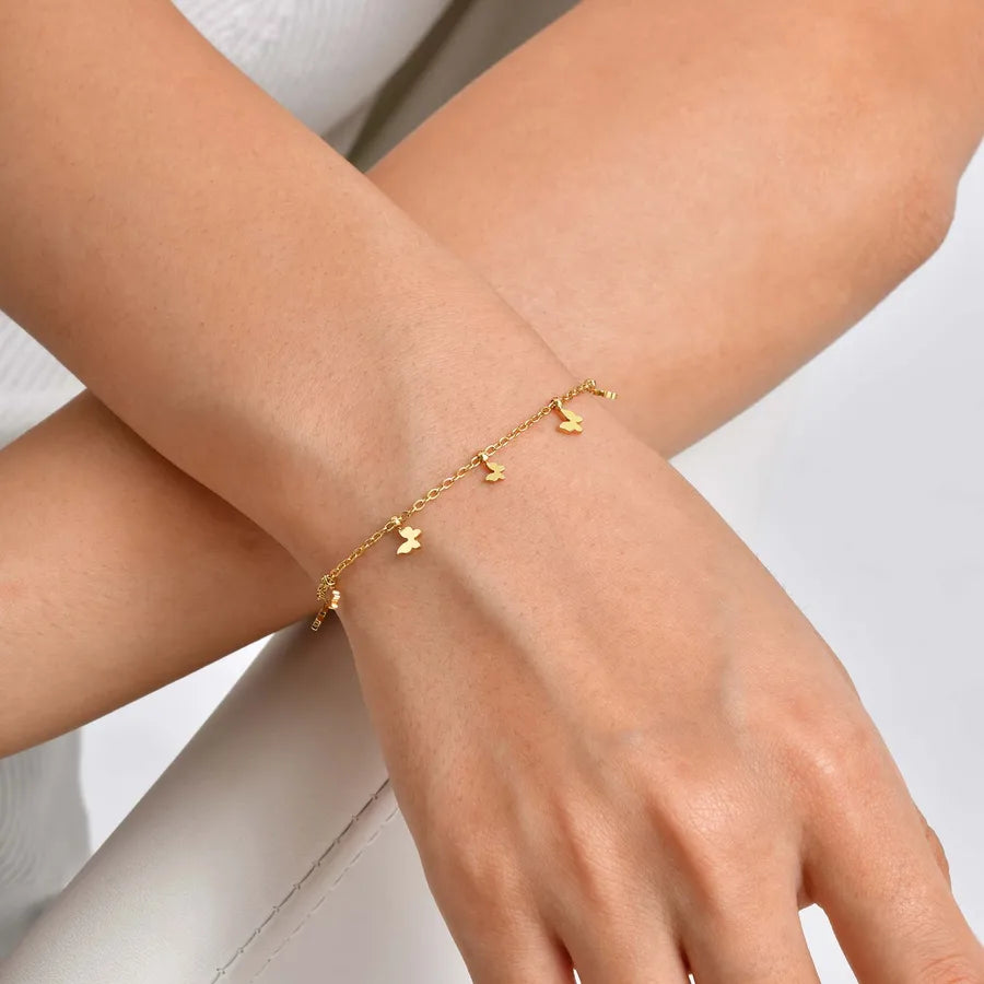 18K Gold Butterfly Chain Bracelet for Women