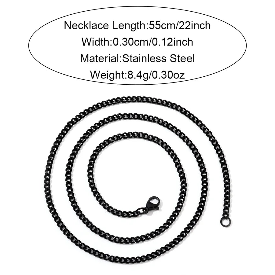 18K Gold Plated Geometric Stainless Steel Chain Black S03