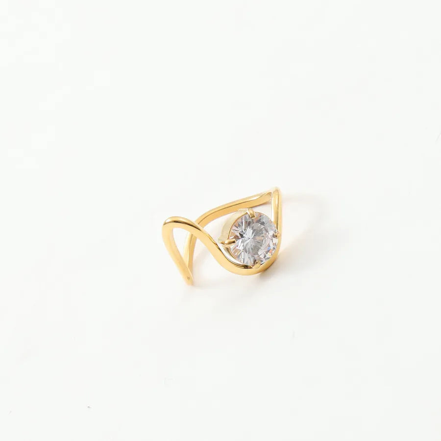 18K Gold Plated Geometric Zirconia Ring Gold No. 8 A1539