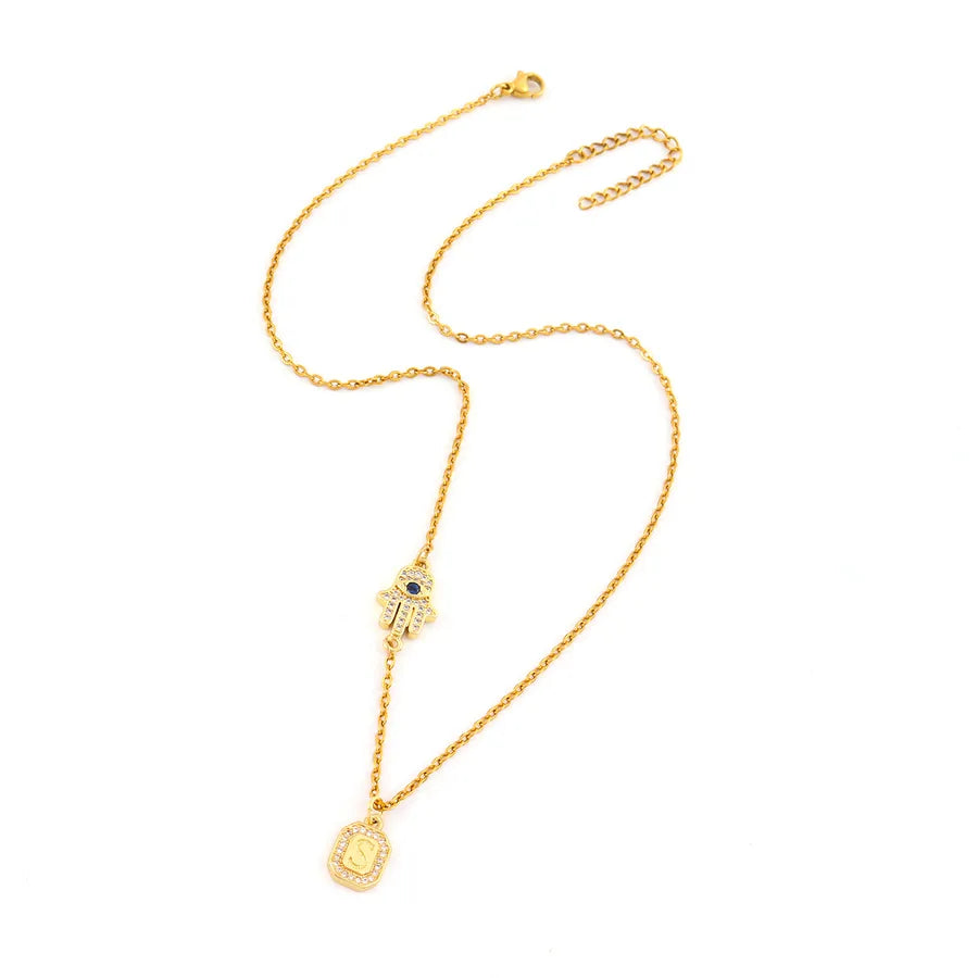 Gold Hand of Fatima Pendant Necklace