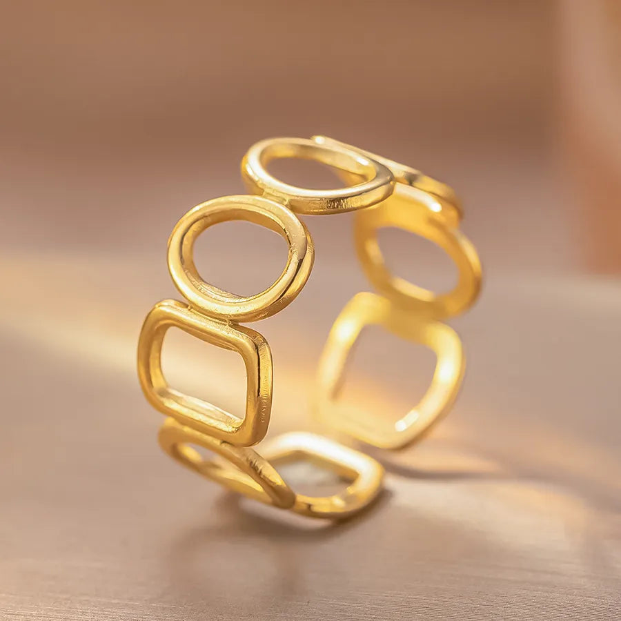 Personalized Titanium Steel Textured Couple Ring K223 Gold Ring Adjustable