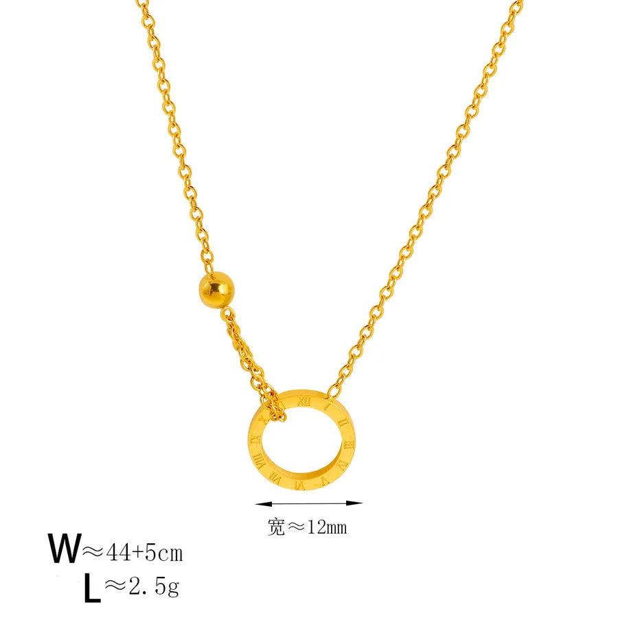 Minimalist Roman Numeral Ring Pendant Necklace