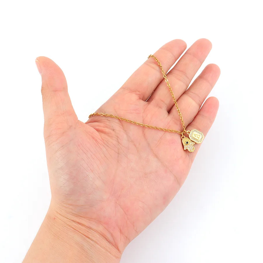 Gold Hand of Fatima Pendant Necklace