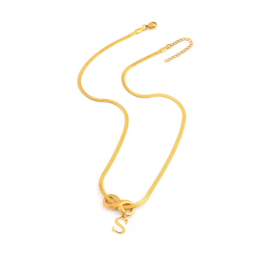 18K Gold Plated Infinity Letter Pendant Necklace
