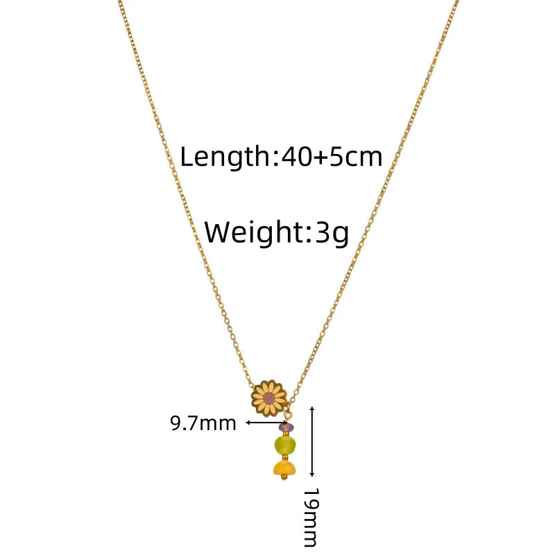 Daisy Pendant Stainless Steel Necklace